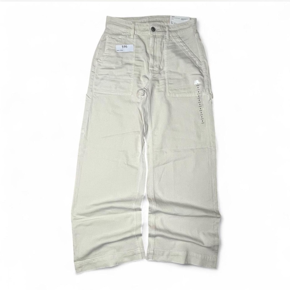 American Eagle Outfitters Cream Super High Rise Baggy Khaki Wide Leg Pants
